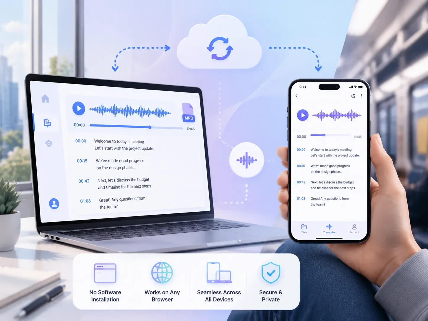 Transcribe MP3 Files Easily on Both Phone and Computer