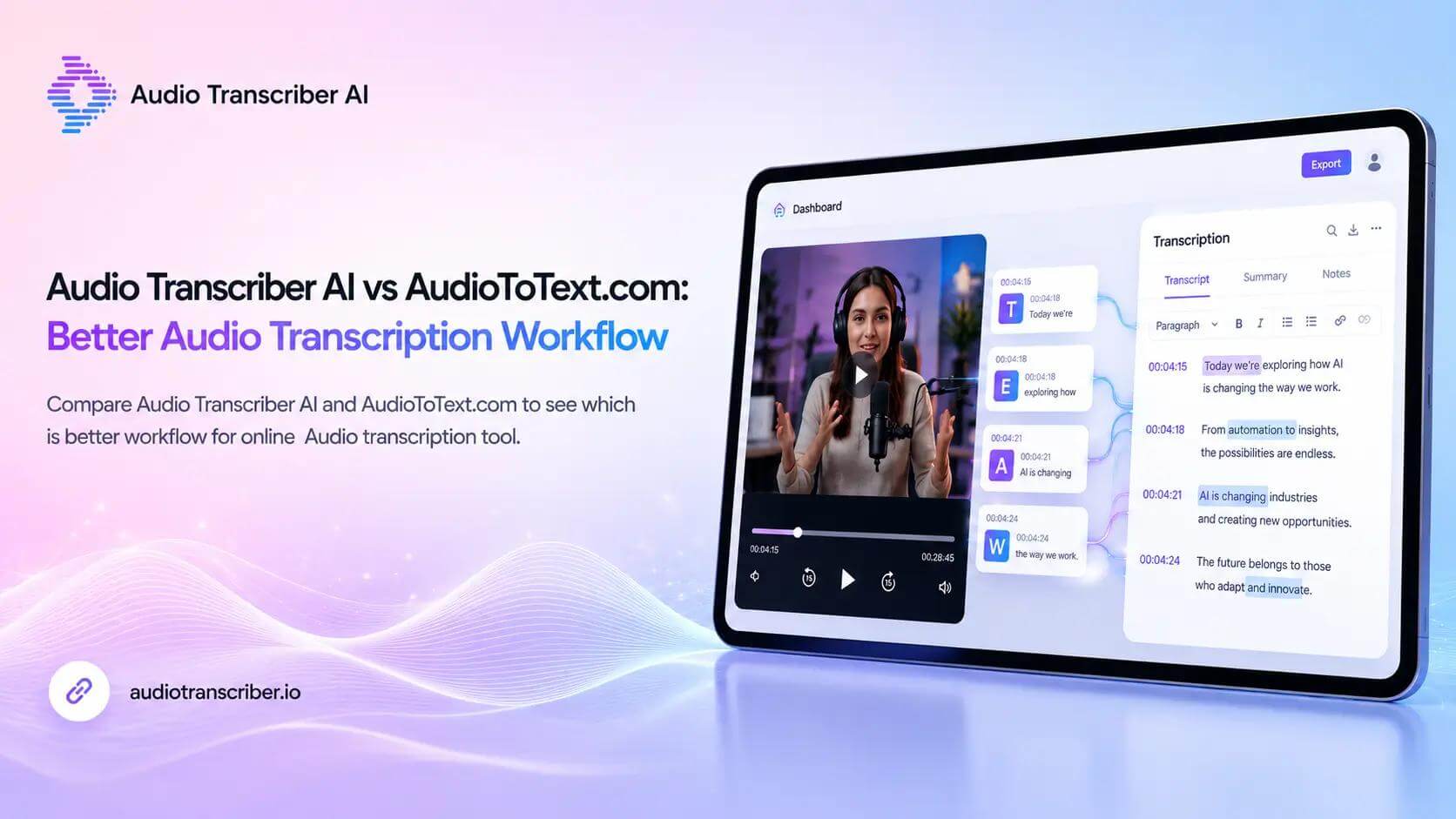 Audio Transcriber AI vs AudioToText.com workflow comparison