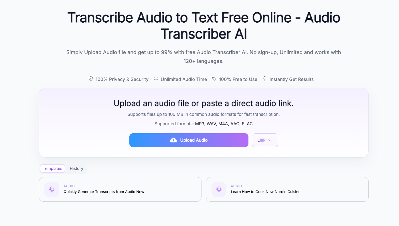 Audio Transcriber AI transcription workflow
