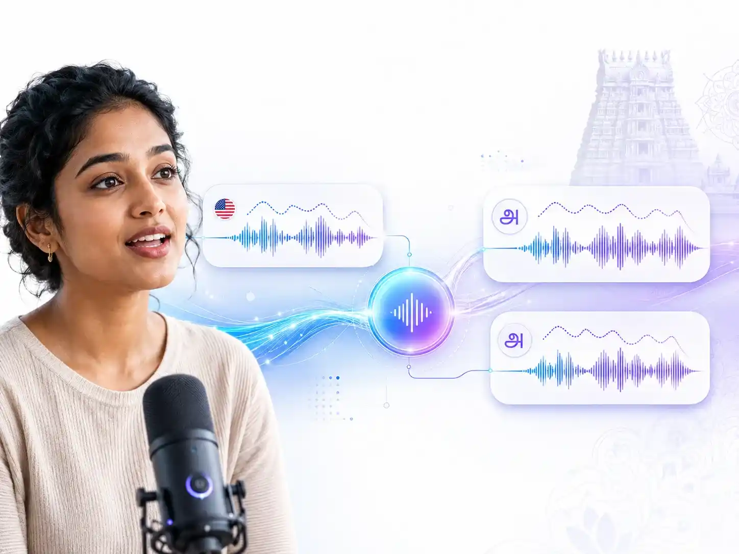 English audio translation preserving original tone