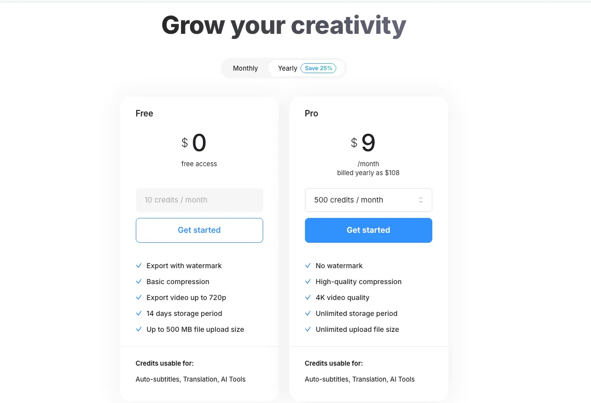 Clideo pricing